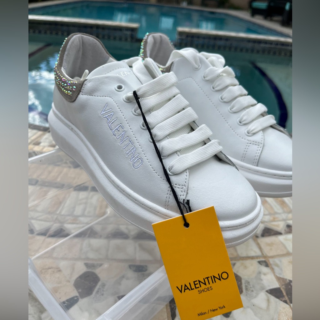Authentic White Valentinos Sneakers Size 8. Brand New With Tags, Never Used.